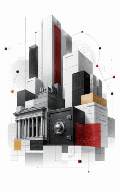 A bank, a vault and a set of records held together as one connected structure