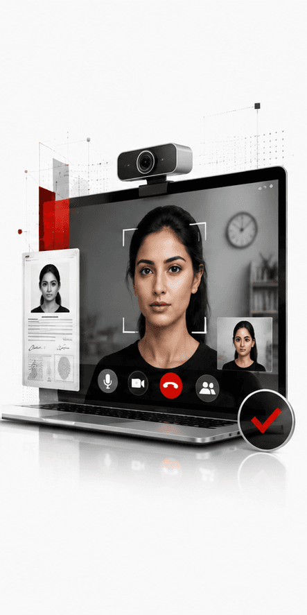 A remote assessment with the candidate on camera