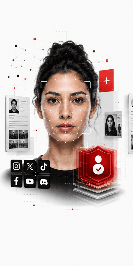 One face circulating across several platforms